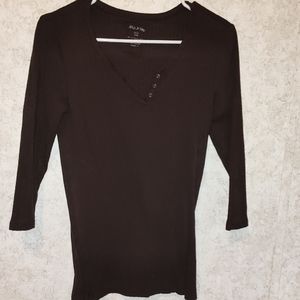 Max Studio Brown Fitted Top